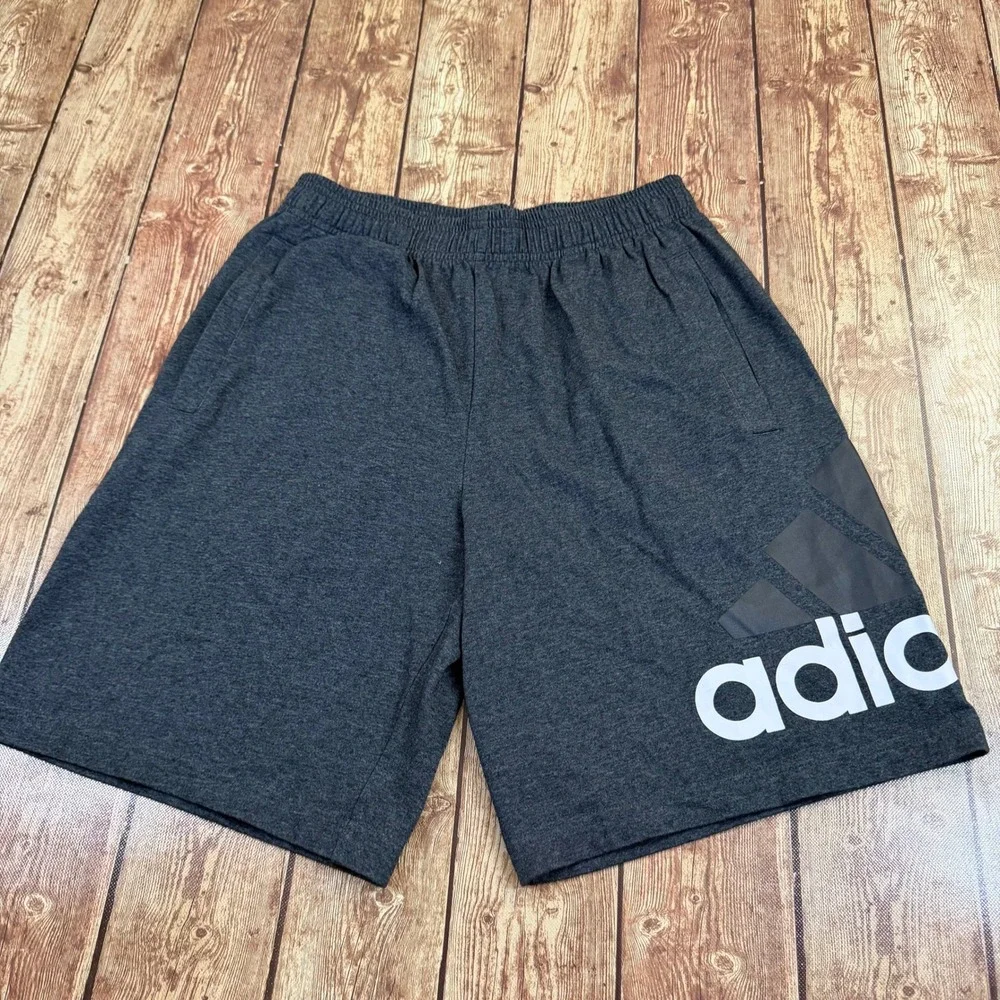Adidas Essentials Jersey Shorts Mens Small Dark Gray Large Logo Athletic